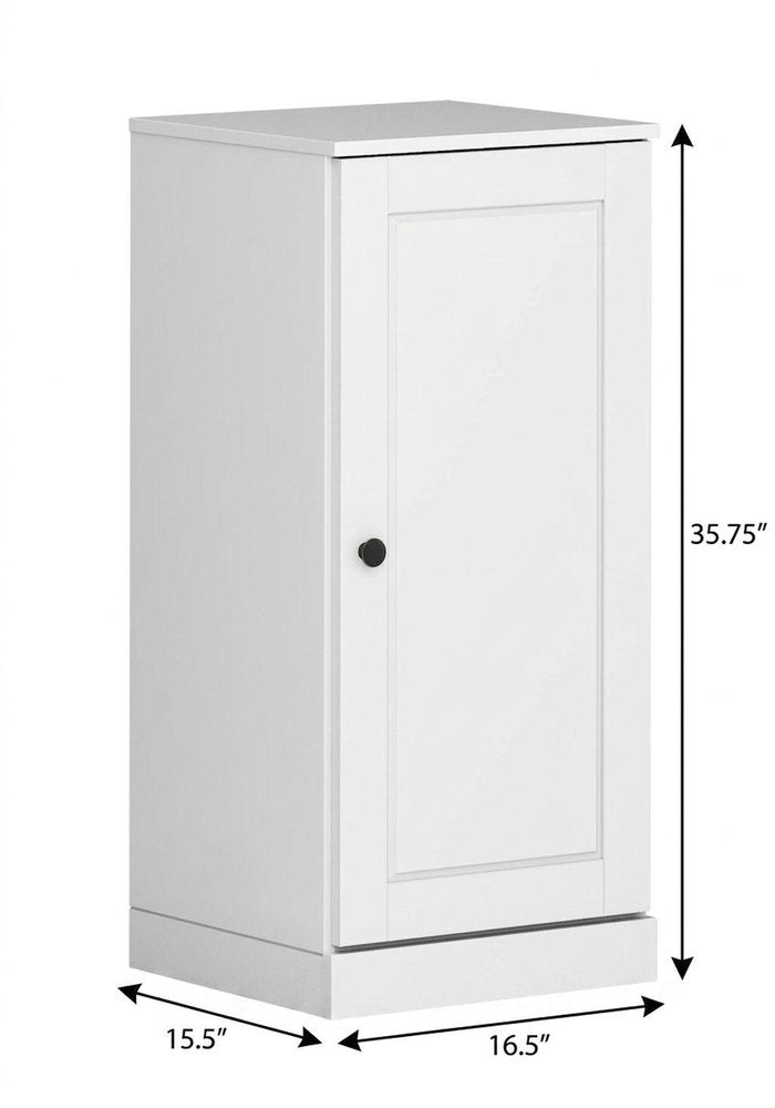 17" White Solid Wood Single Door Linen Cabinet — view 5