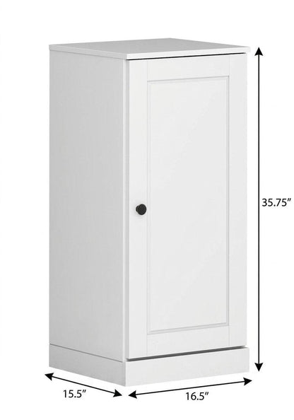 17" White Solid Wood Single Door Linen Cabinet HomeRoots