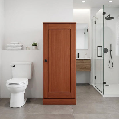 17" Coffee Solid Wood Single Door Linen Cabinet HomeRoots