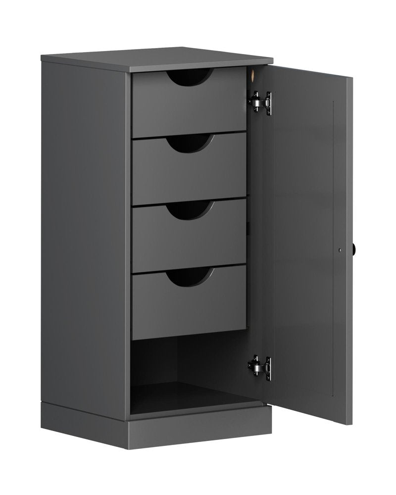 17" Gray Solid Wood Single Door Linen Cabinet — view 2