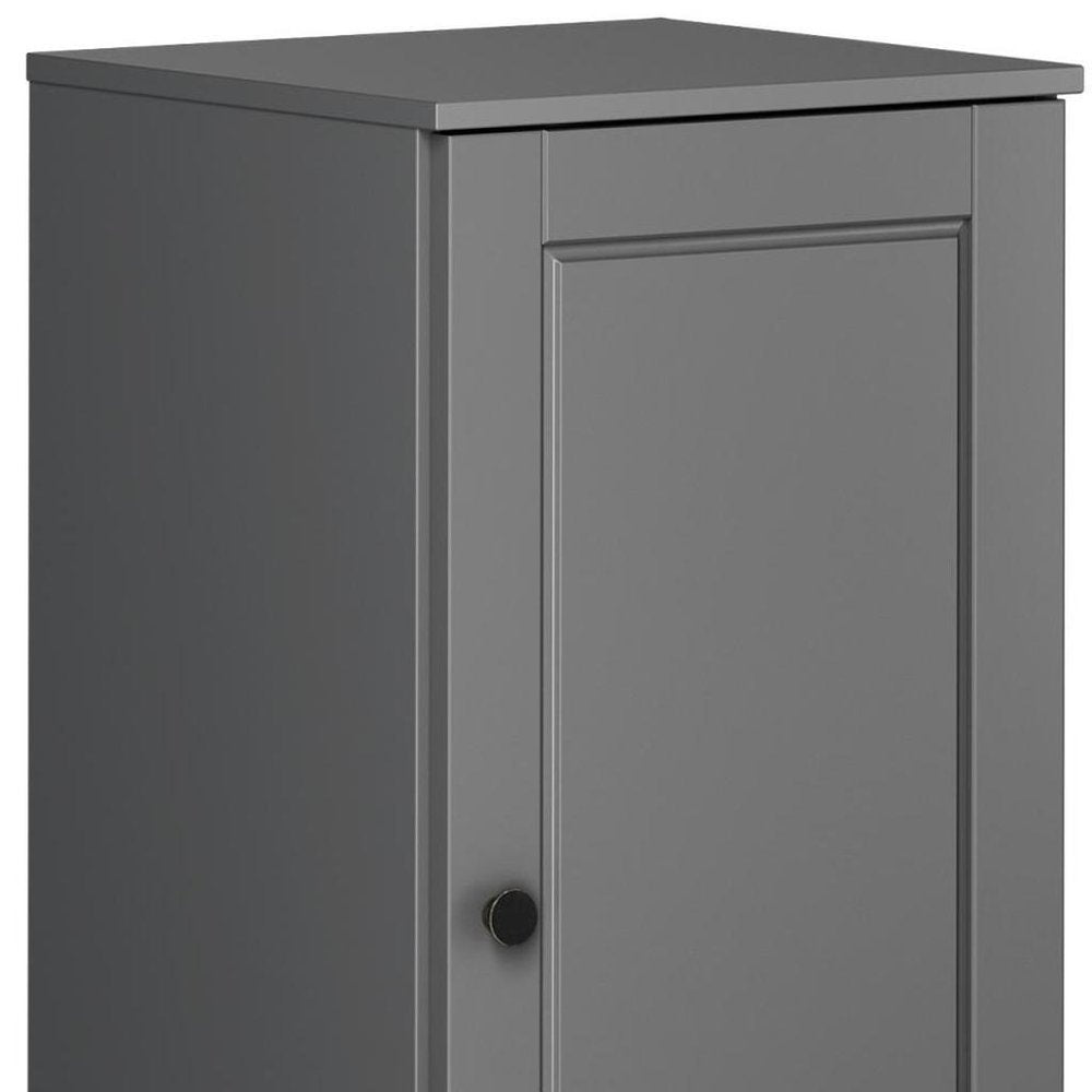 17" Gray Solid Wood Single Door Linen Cabinet HomeRoots