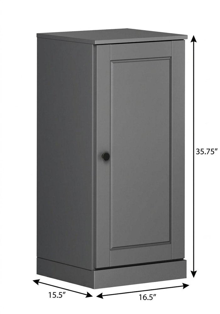 17" Gray Solid Wood Single Door Linen Cabinet — view 5