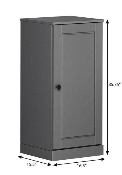 17" Gray Solid Wood Single Door Linen Cabinet HomeRoots