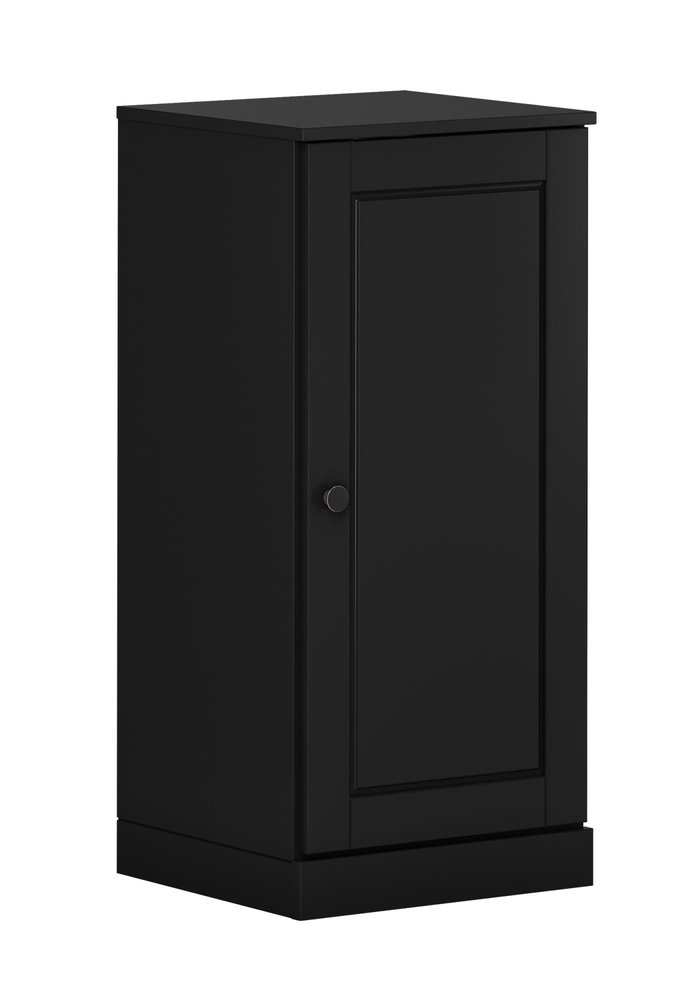 17" Black Solid Wood Single Door Linen Cabinet HomeRoots