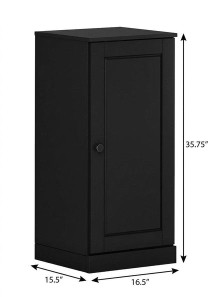 17" Black Solid Wood Single Door Linen Cabinet HomeRoots