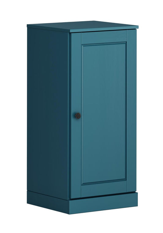 17" Teal Blue Solid Wood Single Door Linen Cabinet