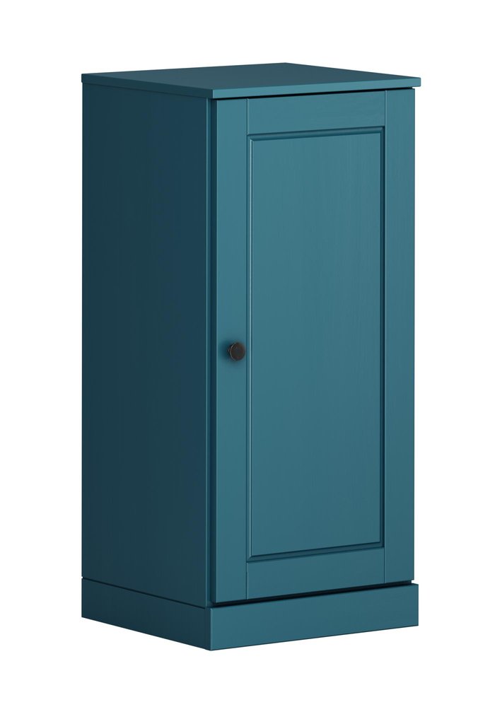 17" Teal Blue Solid Wood Single Door Linen Cabinet — view 2