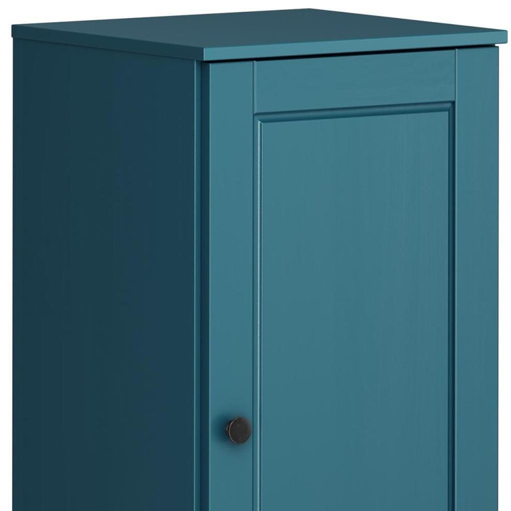 17" Teal Blue Solid Wood Single Door Linen Cabinet HomeRoots
