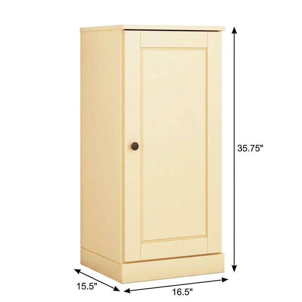17" Yellow Solid Wood Single Door Linen Cabinet HomeRoots