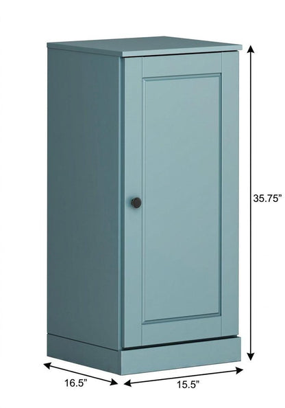 17" Aqua Solid Wood Single Door Linen Cabinet HomeRoots
