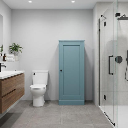 17" Aqua Solid Wood Single Door Linen Cabinet HomeRoots