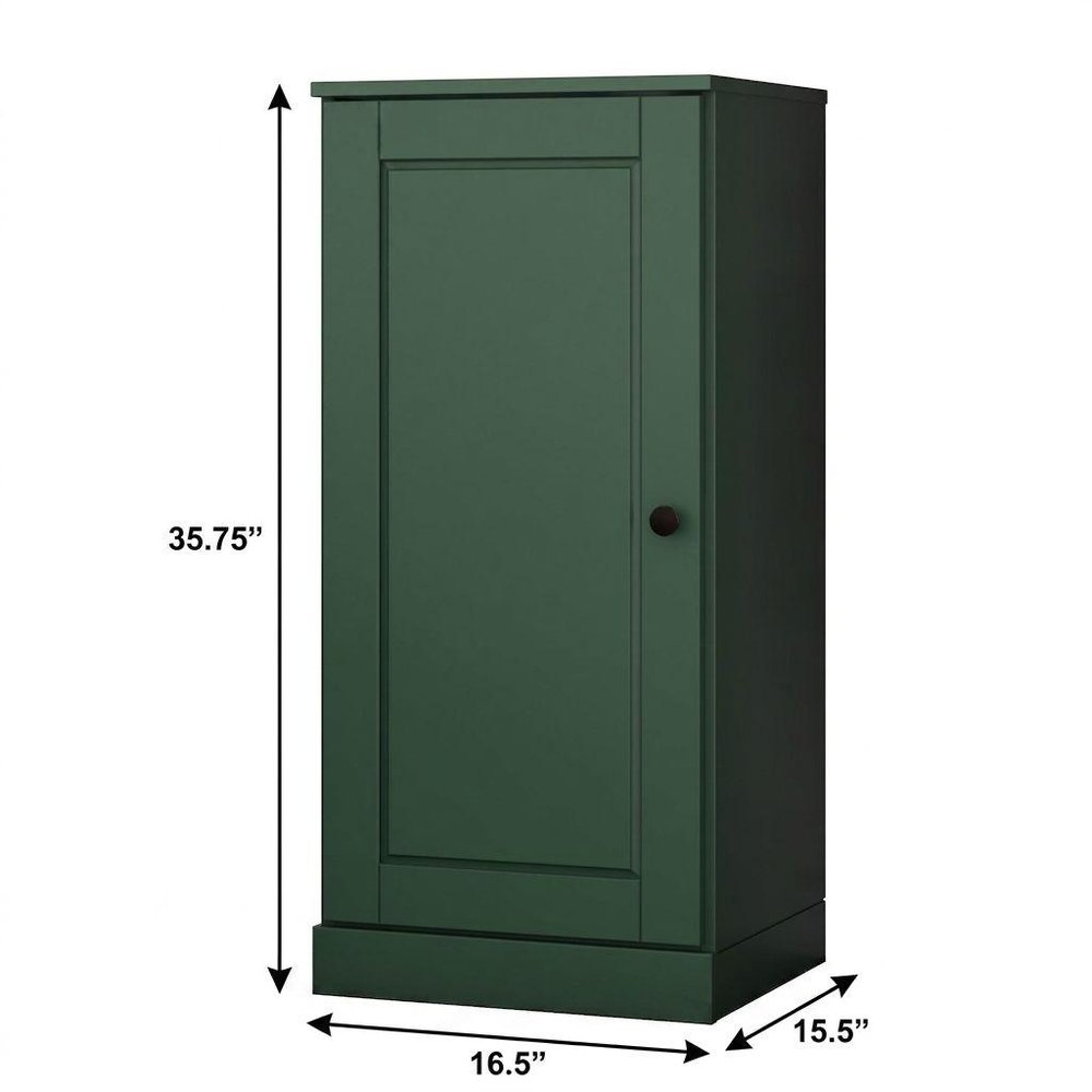17" Green Solid Wood Single Door Linen Cabinet — view 5