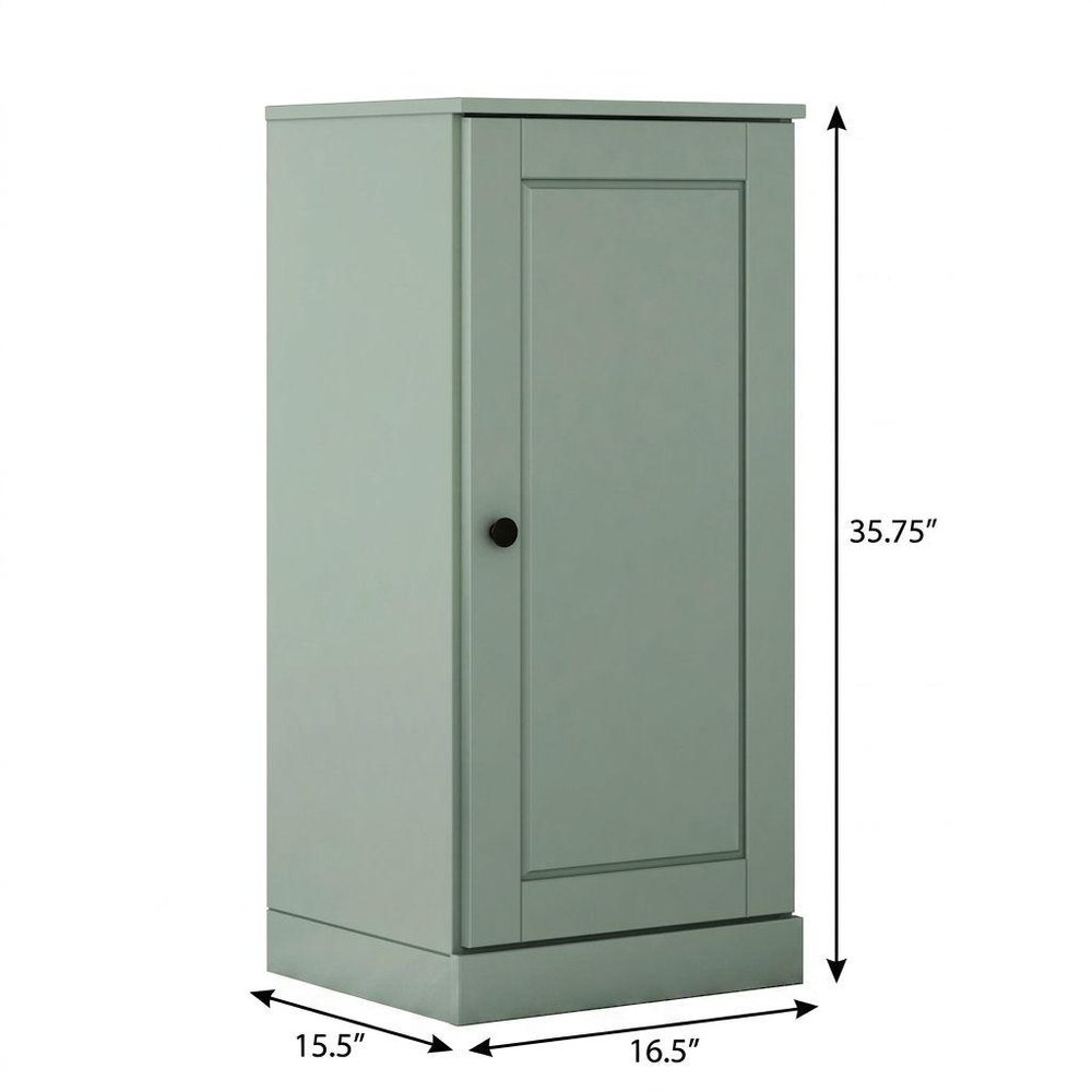 17" Sage Solid Wood Single Door Linen Cabinet — view 5