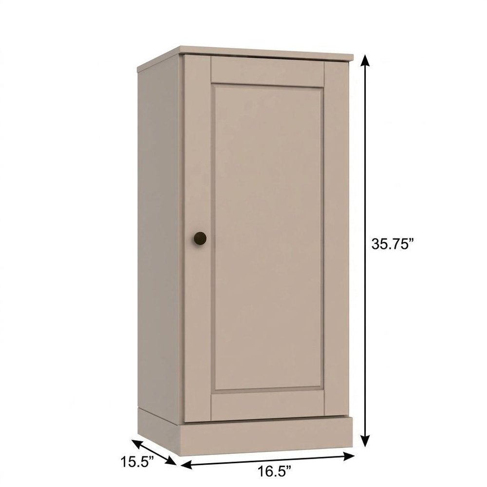 17" Beige Solid Wood Single Door Linen Cabinet — view 5
