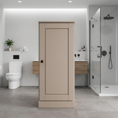 17" Beige Solid Wood Single Door Linen Cabinet HomeRoots