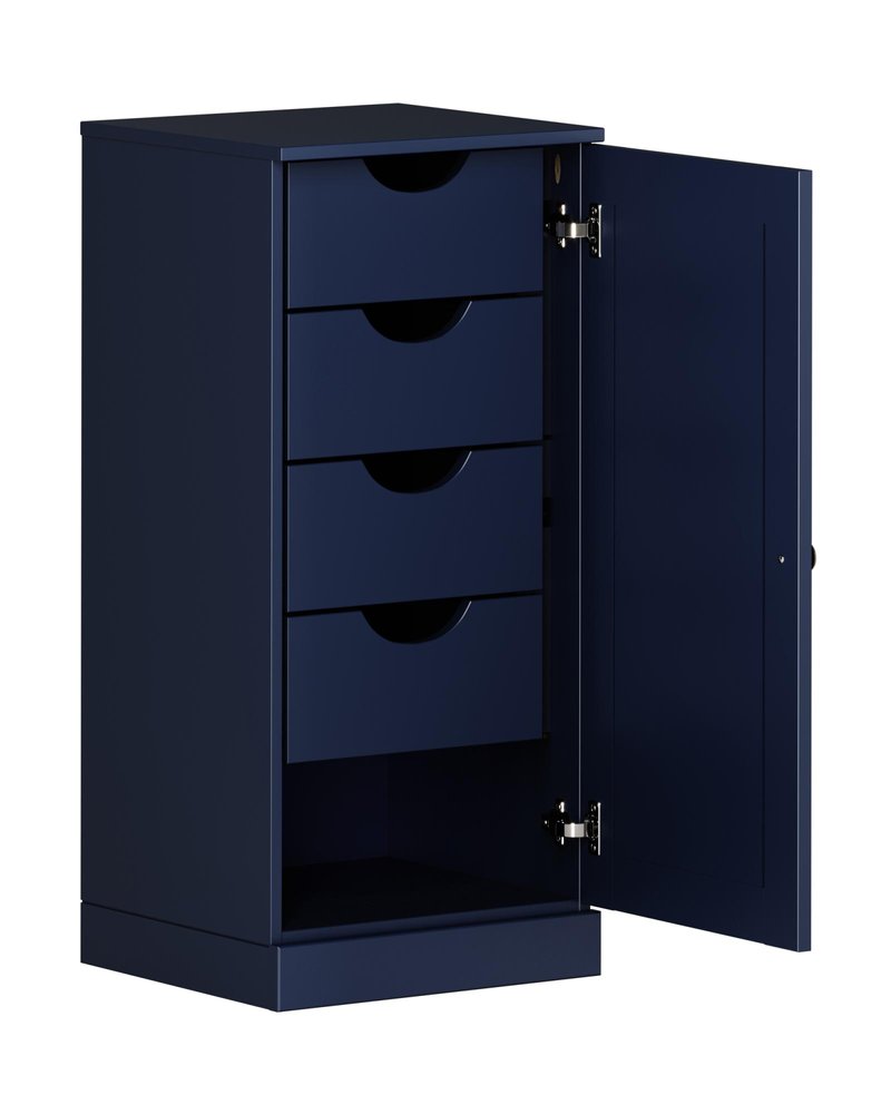 17" Navy Blue Solid Wood Single Door Linen Cabinet HomeRoots