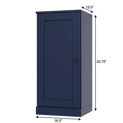17" Navy Blue Solid Wood Single Door Linen Cabinet HomeRoots