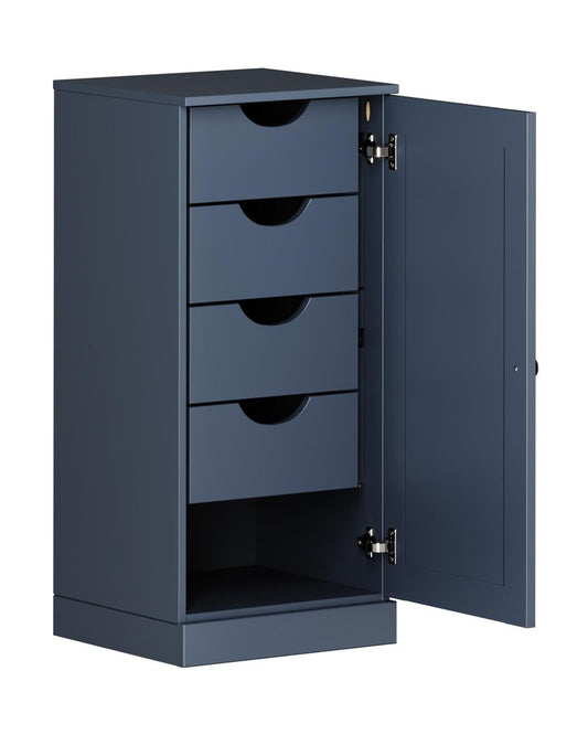 17" French Blue Solid Wood Single Door Linen Cabinet
