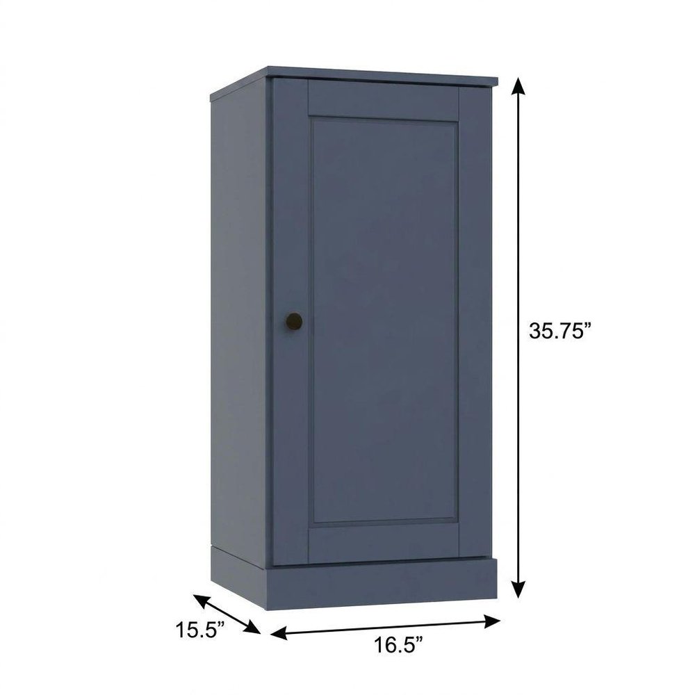 17" French Blue Solid Wood Single Door Linen Cabinet HomeRoots