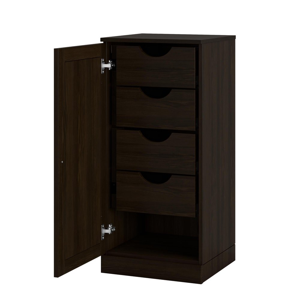 17" Espresso Solid Wood Single Door Linen Cabinet HomeRoots
