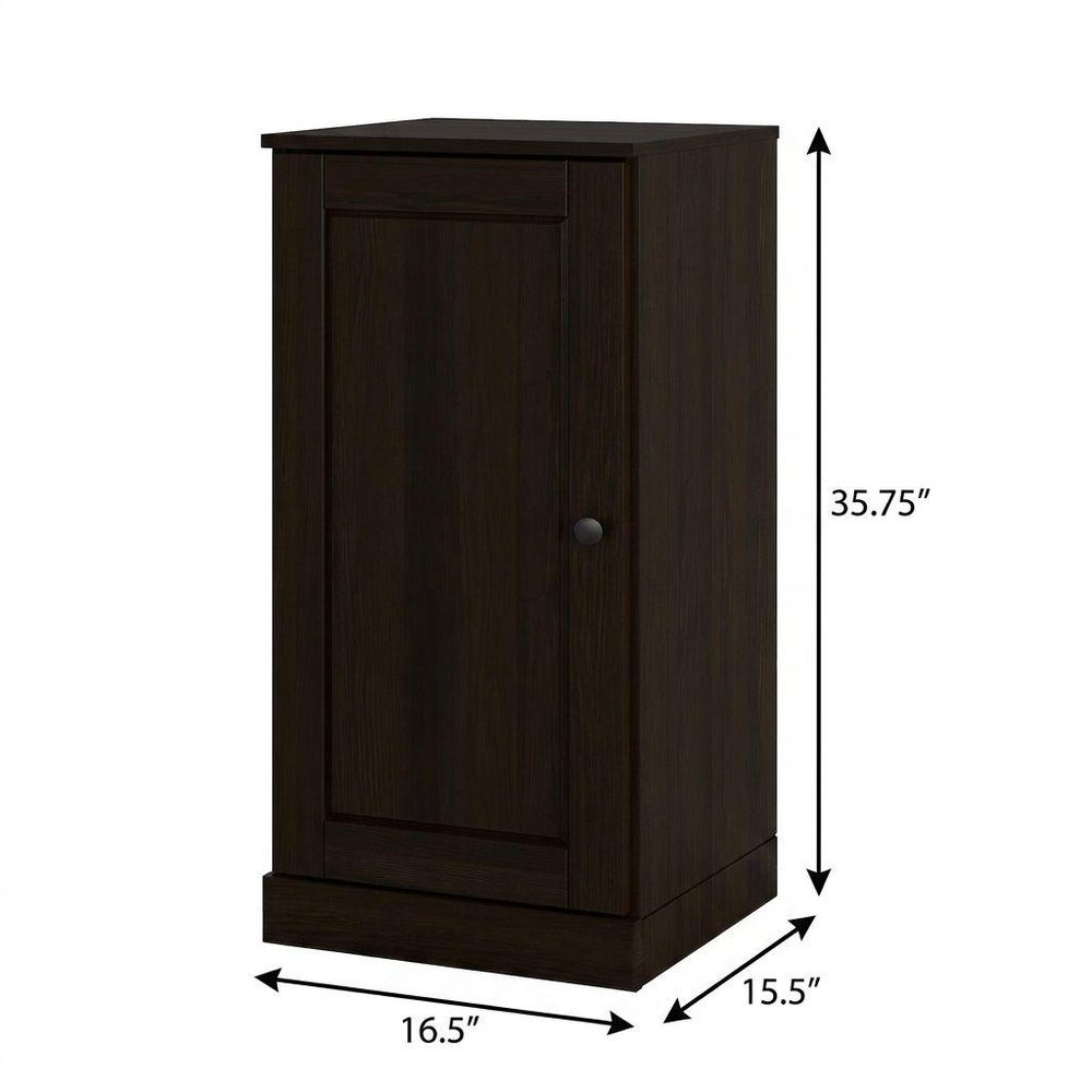 17" Espresso Solid Wood Single Door Linen Cabinet HomeRoots