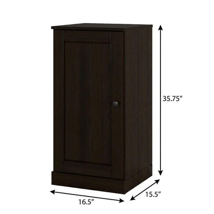 17" Espresso Solid Wood Single Door Linen Cabinet HomeRoots