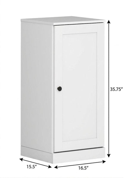 17" White Solid Wood Single Door Linen Cabinet HomeRoots