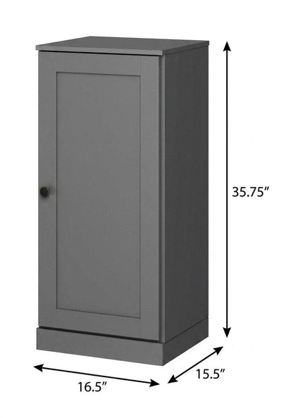 17" Gray Solid Wood Single Door Linen Cabinet