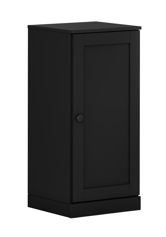 17" Black Solid Wood Single Door Linen Cabinet