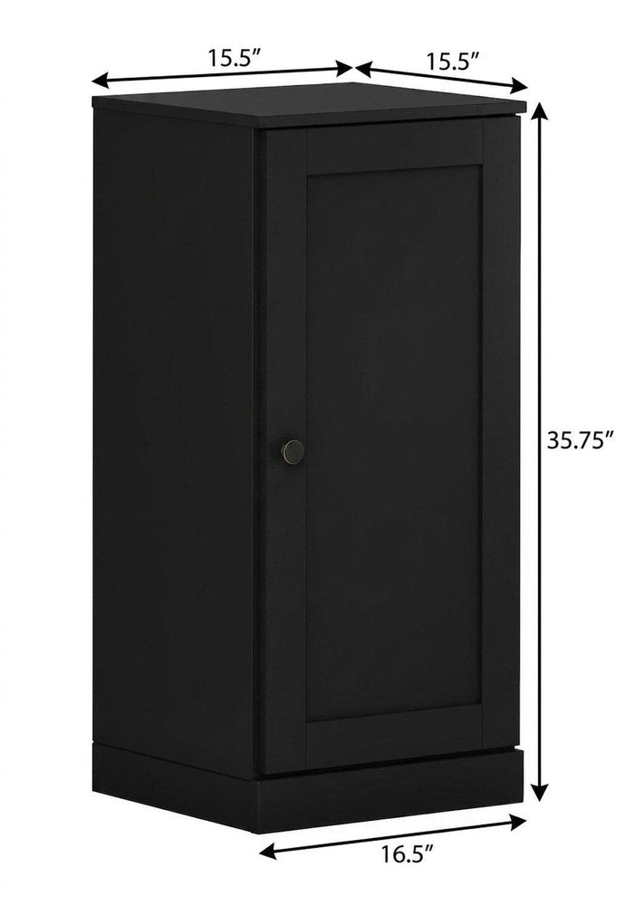 17" Black Solid Wood Single Door Linen Cabinet HomeRoots