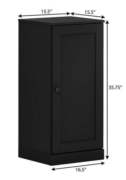 17" Black Solid Wood Single Door Linen Cabinet HomeRoots