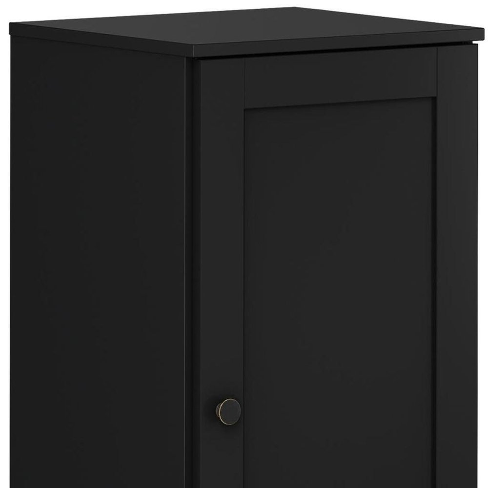 17" Black Solid Wood Single Door Linen Cabinet