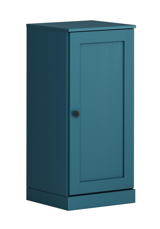 17" Teal Blue Solid Wood Single Door Linen Cabinet