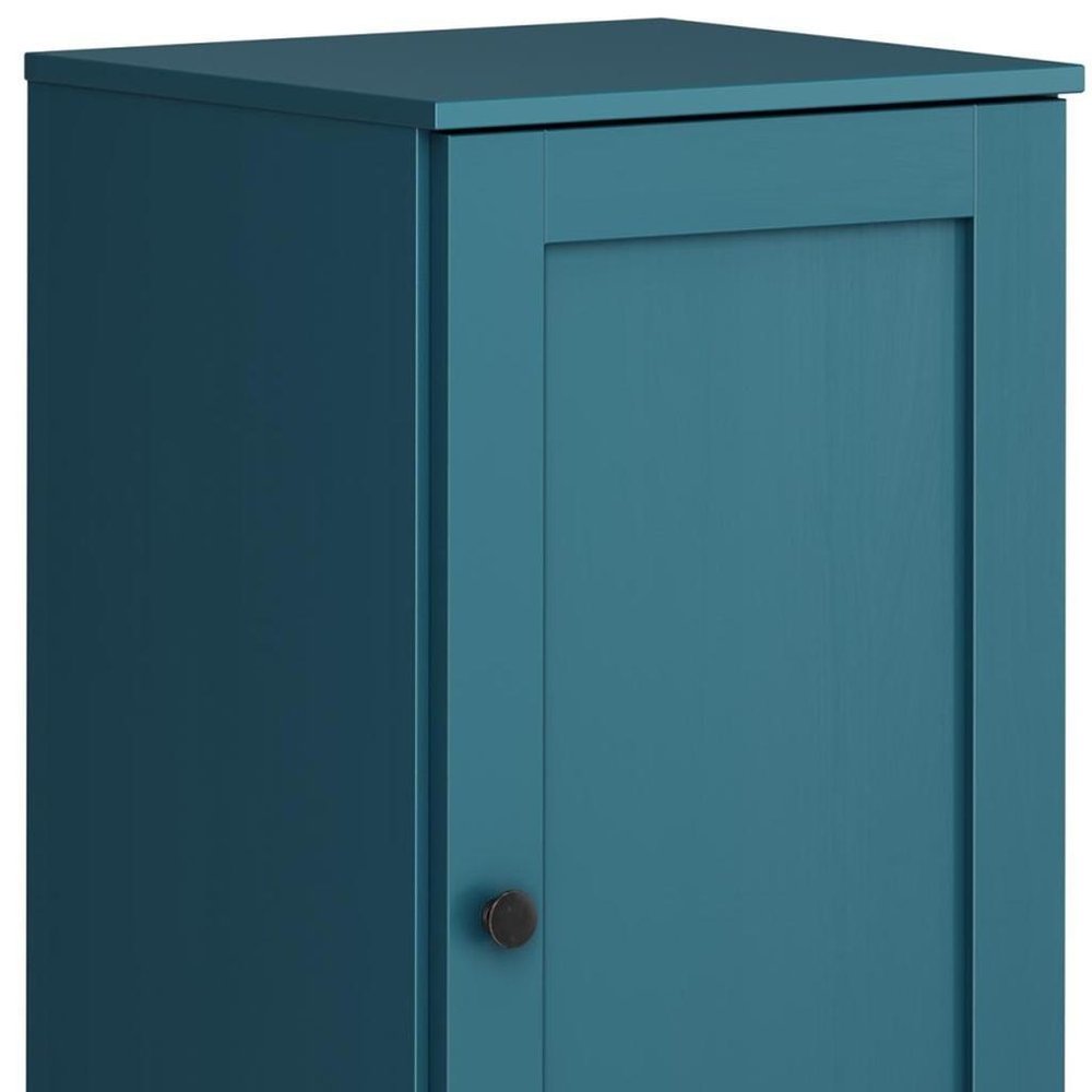 17" Teal Blue Solid Wood Single Door Linen Cabinet — view 4