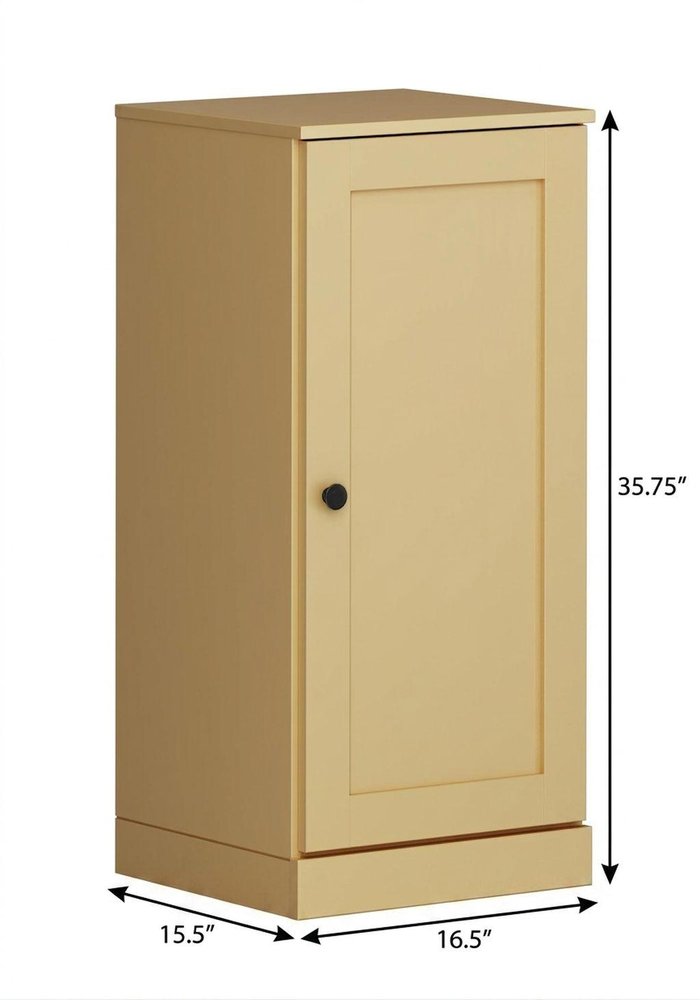 17" Yellow Solid Wood Single Door Linen Cabinet — view 5
