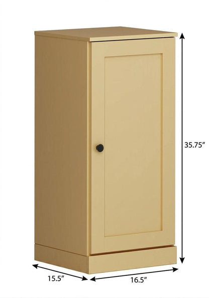 17" Yellow Solid Wood Single Door Linen Cabinet HomeRoots
