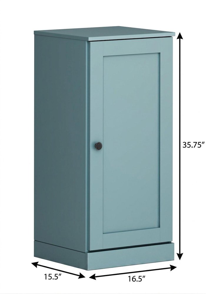 17" Aqua Solid Wood Single Door Linen Cabinet — view 4