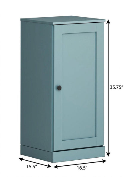 17" Aqua Solid Wood Single Door Linen Cabinet HomeRoots