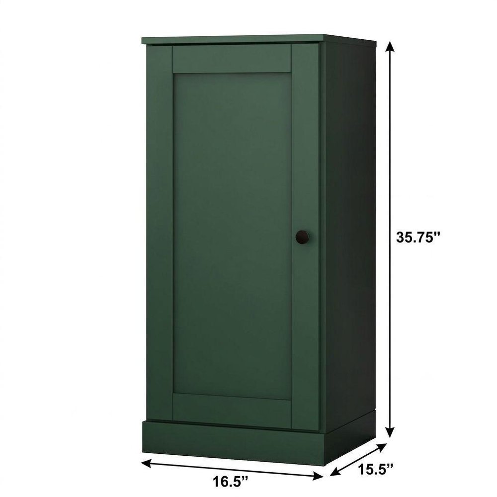 17" Green Solid Wood Single Door Linen Cabinet HomeRoots