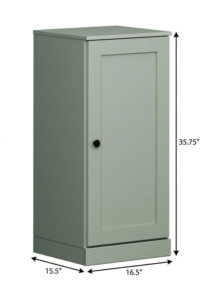 17" Sage Solid Wood Single Door Linen Cabinet HomeRoots