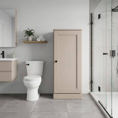 17" Beige Solid Wood Single Door Linen Cabinet HomeRoots