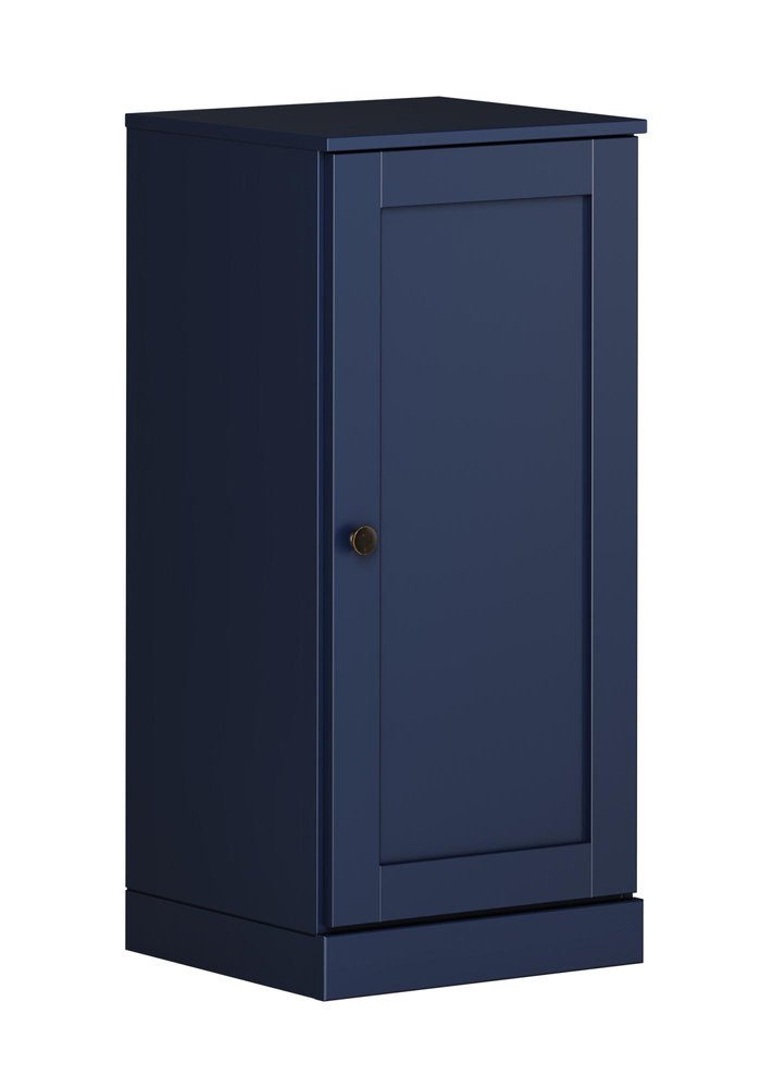 17" Navy Blue Solid Wood Single Door Linen Cabinet HomeRoots