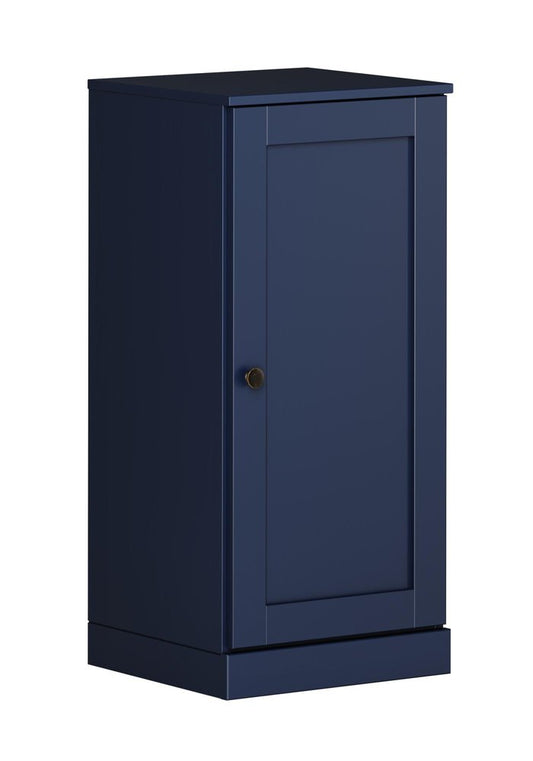 17" Navy Blue Solid Wood Single Door Linen Cabinet