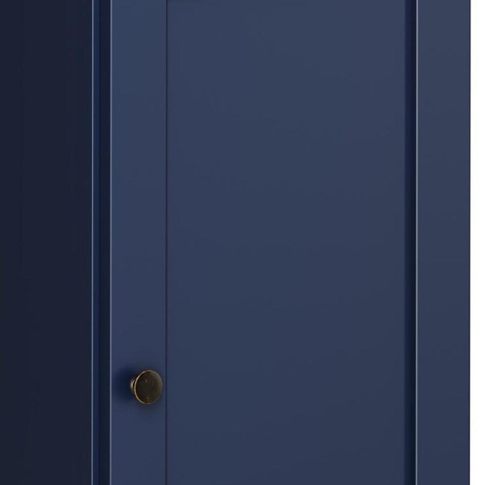 17" Navy Blue Solid Wood Single Door Linen Cabinet HomeRoots