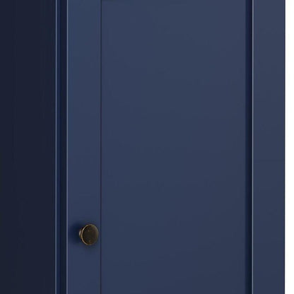 17" Navy Blue Solid Wood Single Door Linen Cabinet HomeRoots