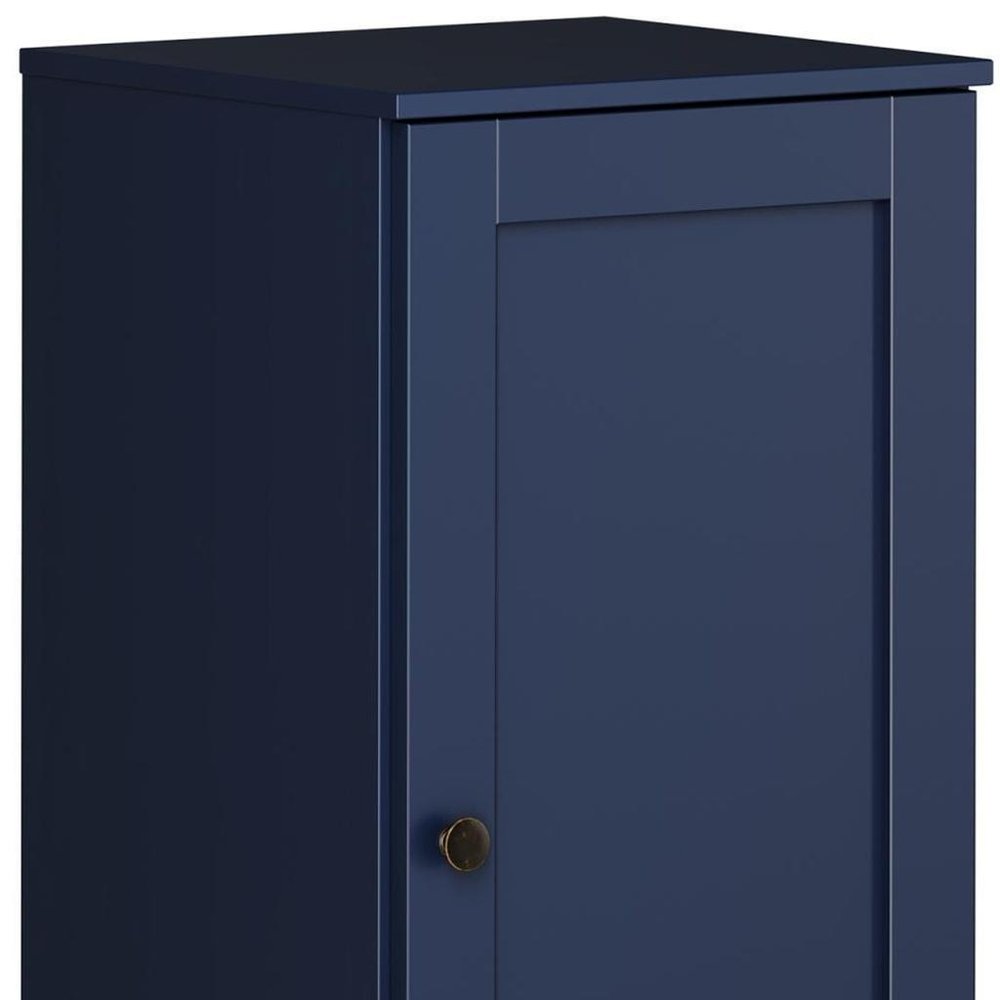 17" Navy Blue Solid Wood Single Door Linen Cabinet HomeRoots
