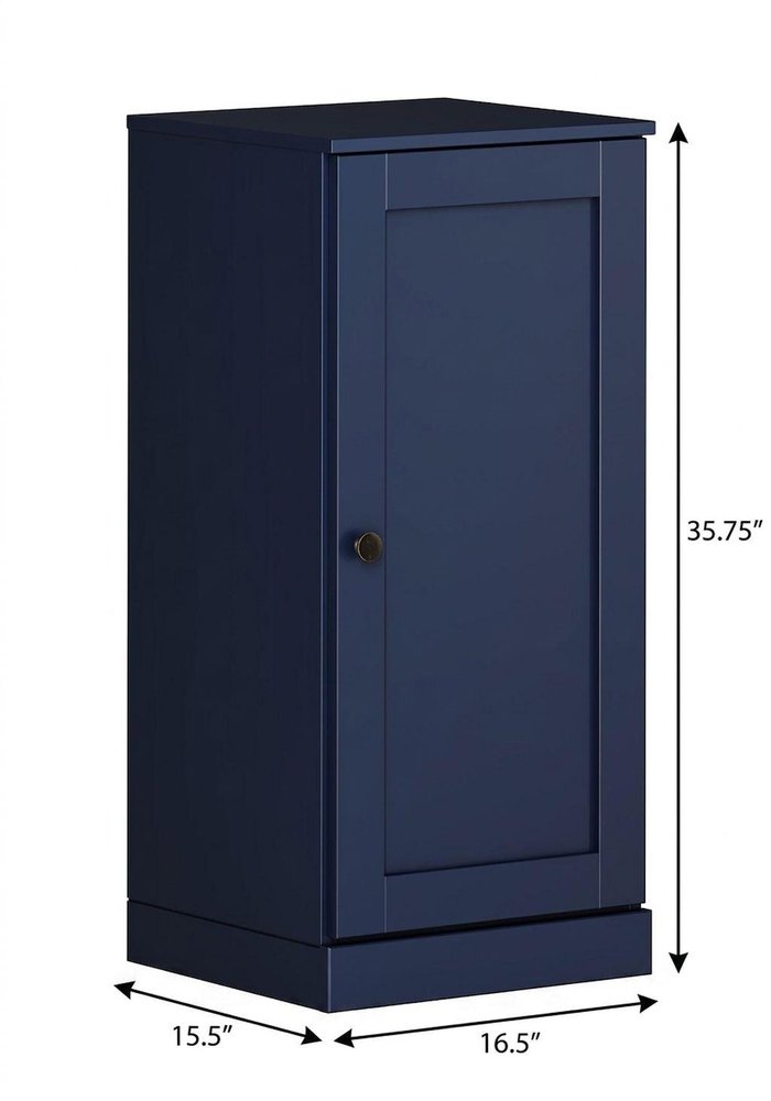 17" Navy Blue Solid Wood Single Door Linen Cabinet — view 5