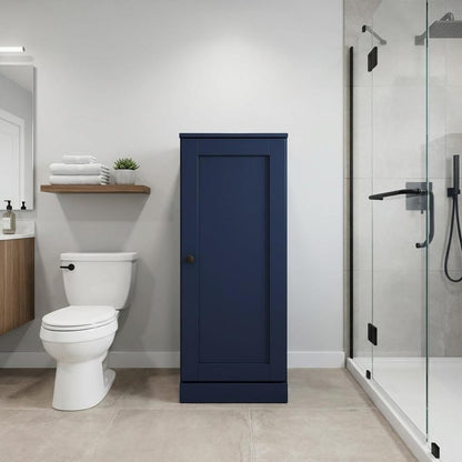 17" Navy Blue Solid Wood Single Door Linen Cabinet HomeRoots