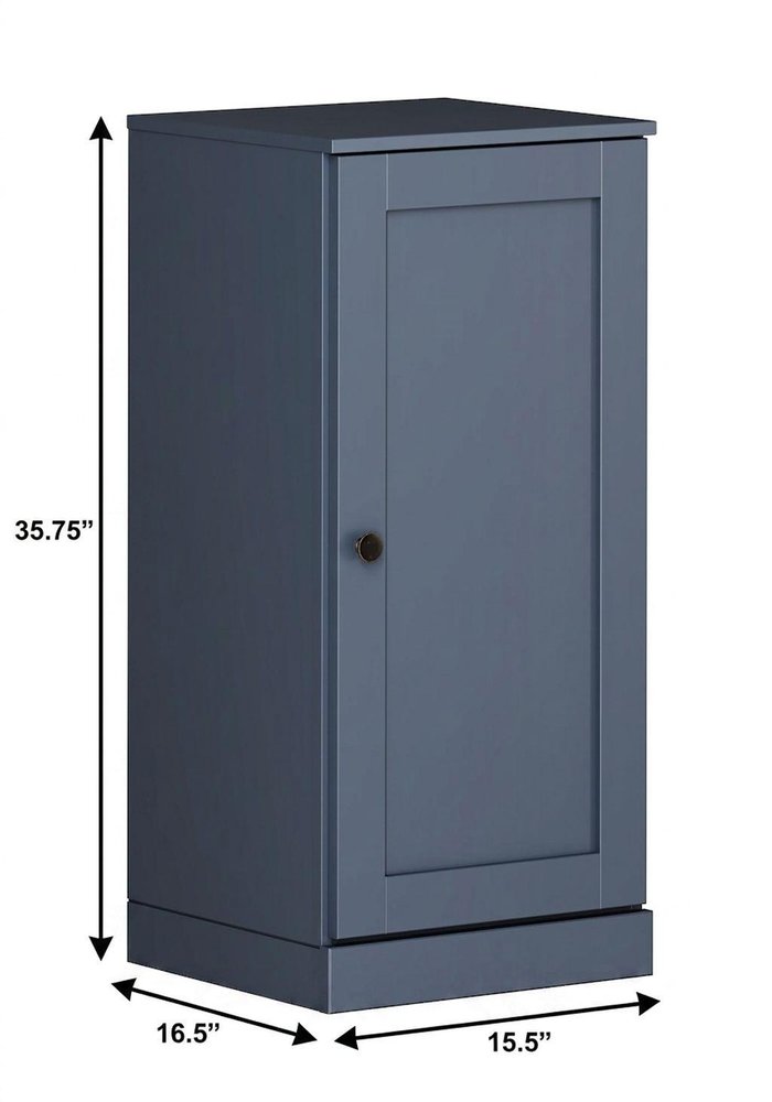 17" French Blue Solid Wood Single Door Linen Cabinet — view 4