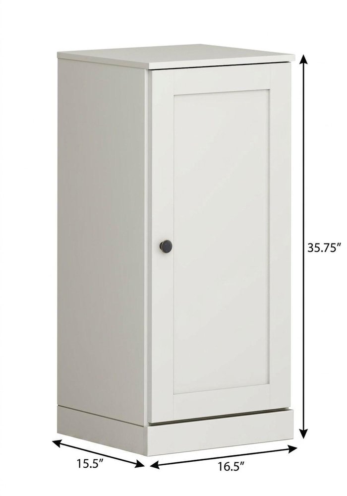 17" Off White Solid Wood Single Door Linen Cabinet — view 5